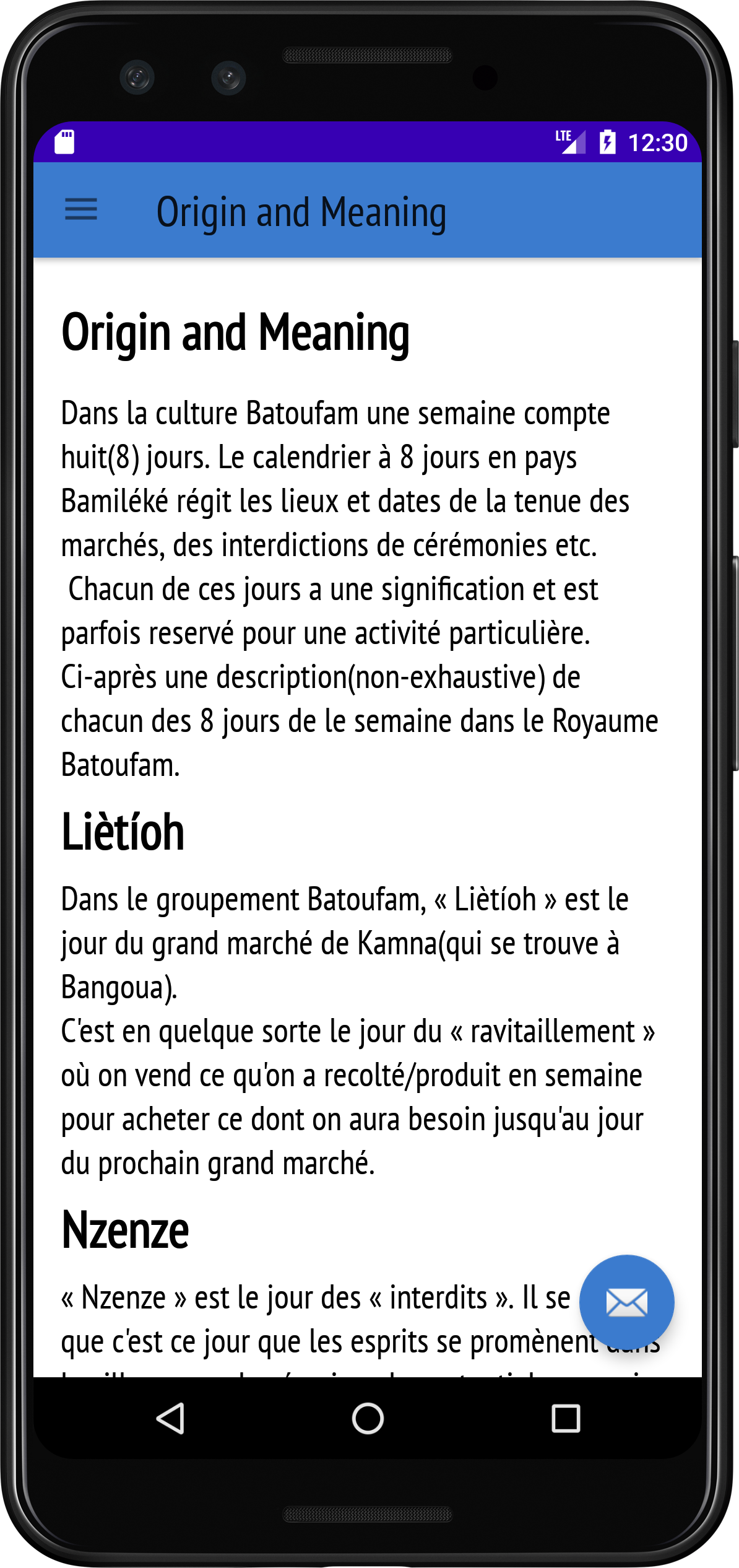 Calendrier Batoufam/Jours de la semaine